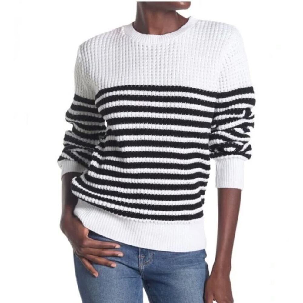 Cotton Emporium Crew Neck Raglan Sleeve Texture Stitch Stripe‎ Sweater XS $52